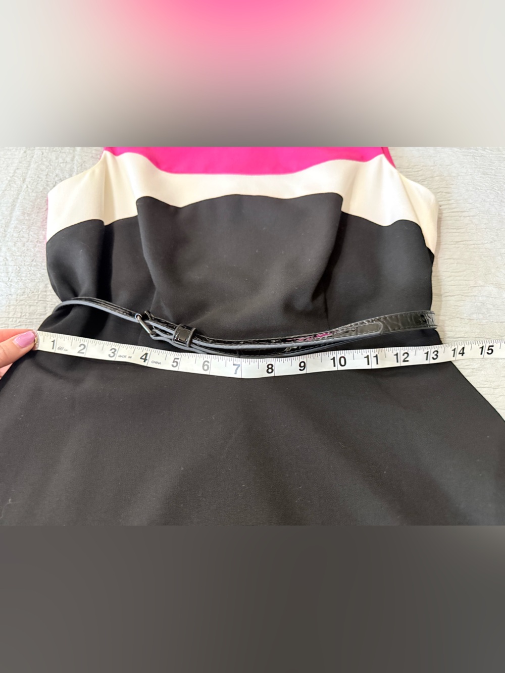 Calvin Klein Black Pink White Fit and Flare Dress Size 4 Work Cocktail Y2K - Picture 6 of 9